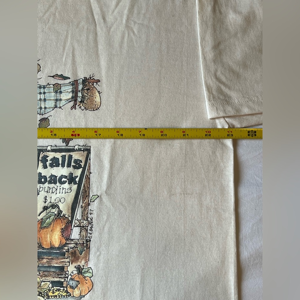 Women's 1997 NWOT R Baxter Scarecrow Graphic Tee Jerzees L Grannycore Fall - Picture 6 of 8